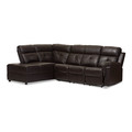 Baxton Studio Roland Dark Brown 2-Piece Sectional with Recliner and Storage Chaise 131-7172
